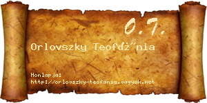 Orlovszky Teofánia névjegykártya
